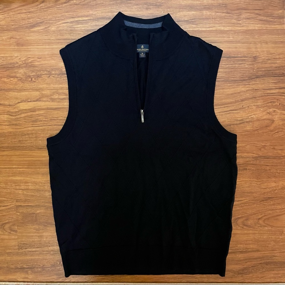 BROOKS BROTHERS Extra Fine Merino Wool Half Zip Argyle Sweater Vest NWOT